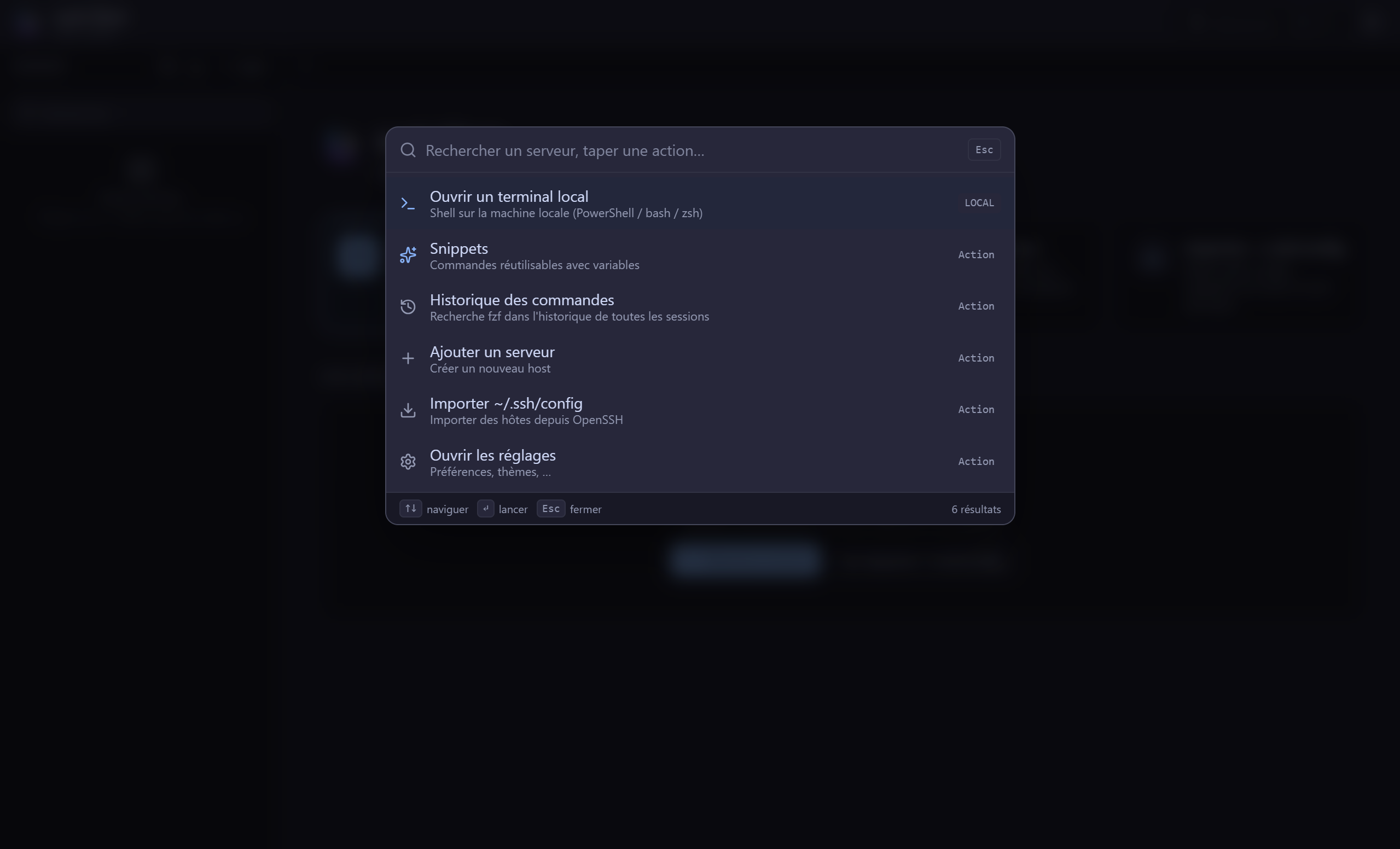 Palette de commandes de Lynk Client